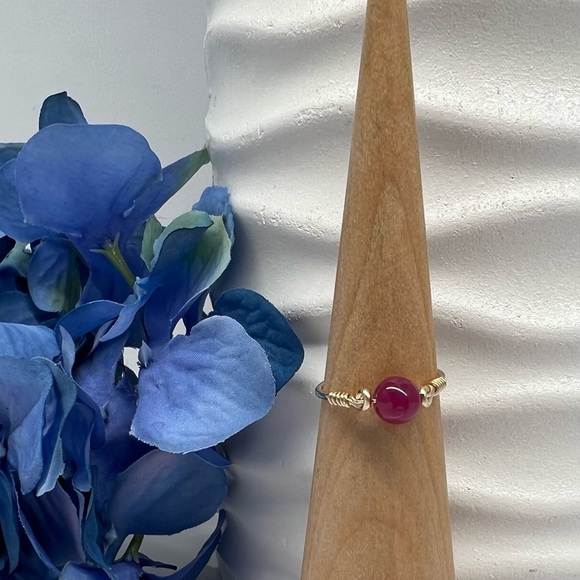 Genuine Ruby 14K Gold Filled Wire Wrapped Ring - Picture 3 of 15